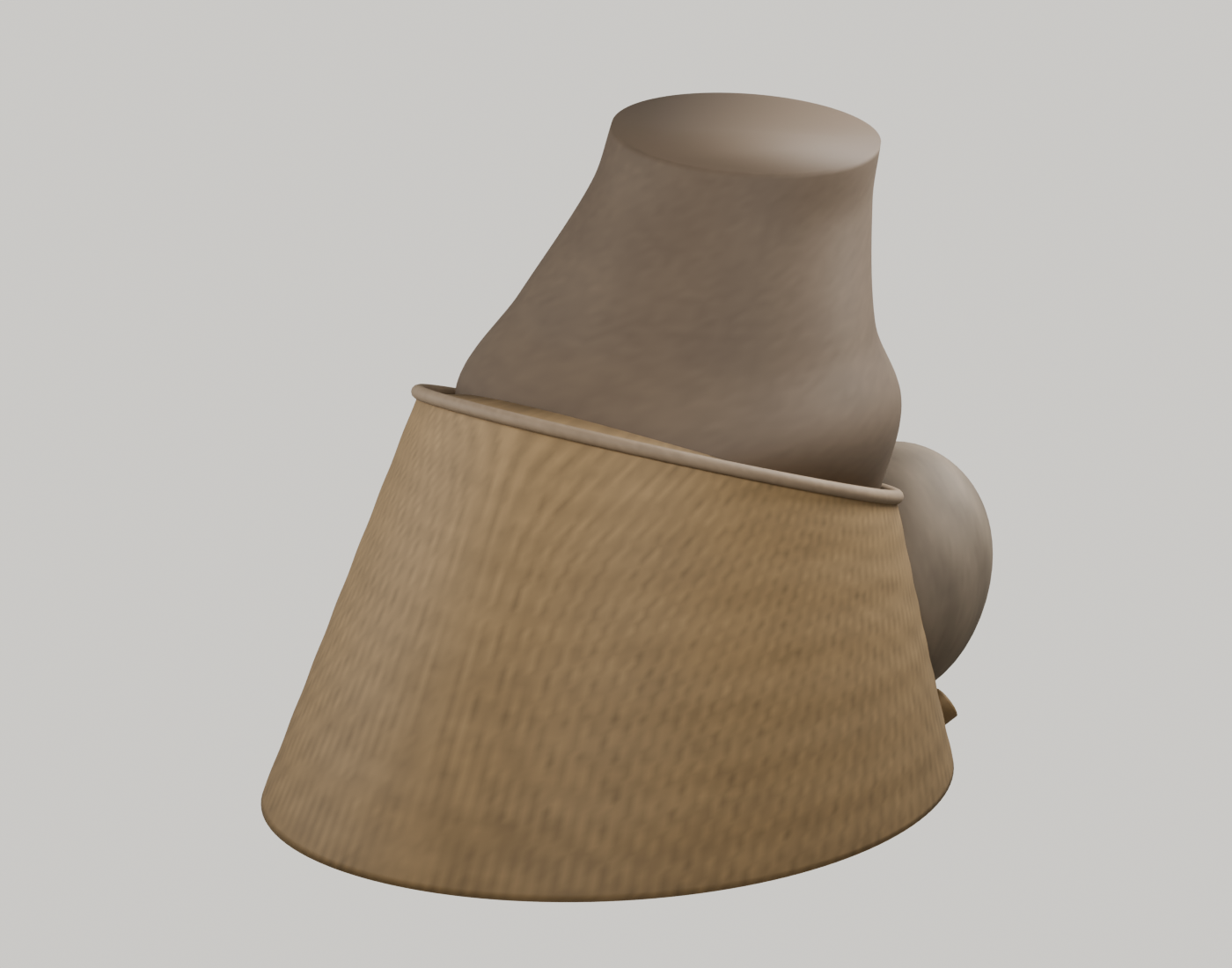 Illustrative three-quarter view of an equine forehoof: textured horn wall, rounded toe, quarter and heel bulb.